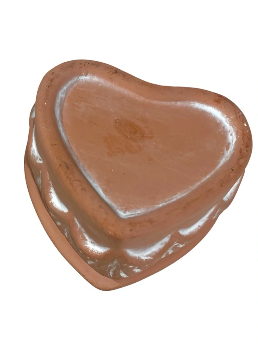 Vintage Terracotta Heart Trinket Box With Floral Rose Lid